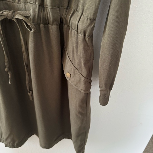 SOHO Jeans NY&Co Long Sleeve Short Dress, Drawstring, Half Zip, Green, Size L - Picture 5 of 8